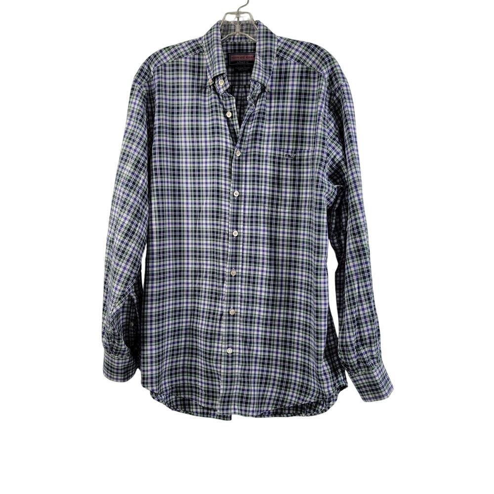 Vineyard Vine Men's Button Front Green Plaid Tucker Shirt Size M 62223-0292